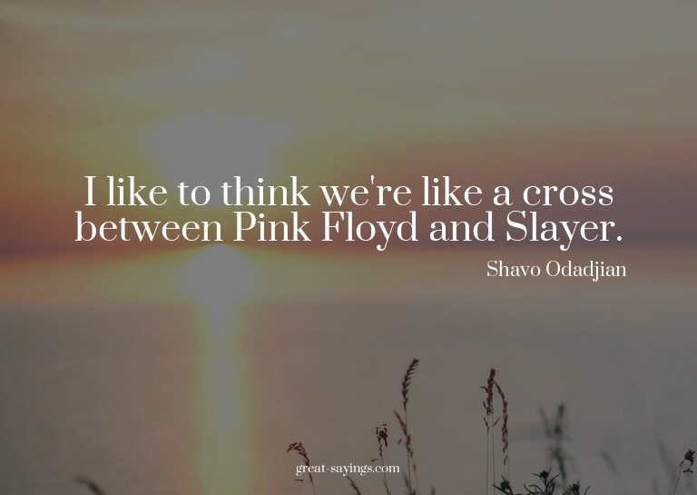 I like to think we're like a cross between Pink Floyd a