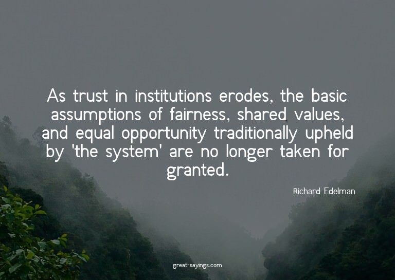 As trust in institutions erodes, the basic assumptions