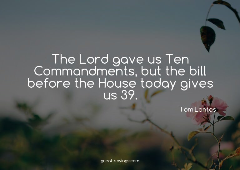 The Lord gave us Ten Commandments, but the bill before