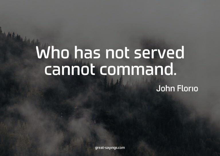 Who has not served cannot command.


