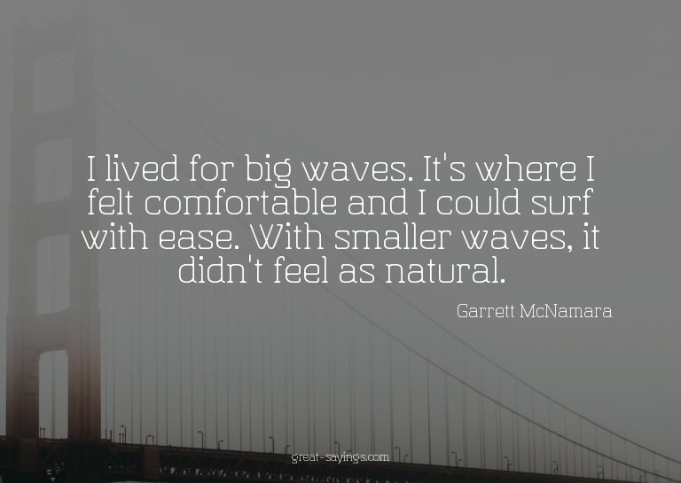 I lived for big waves. It's where I felt comfortable an