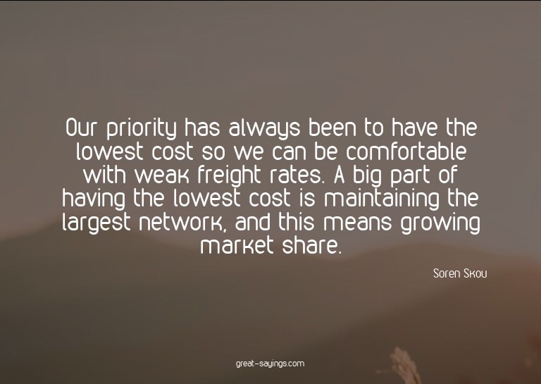 Our priority has always been to have the lowest cost so