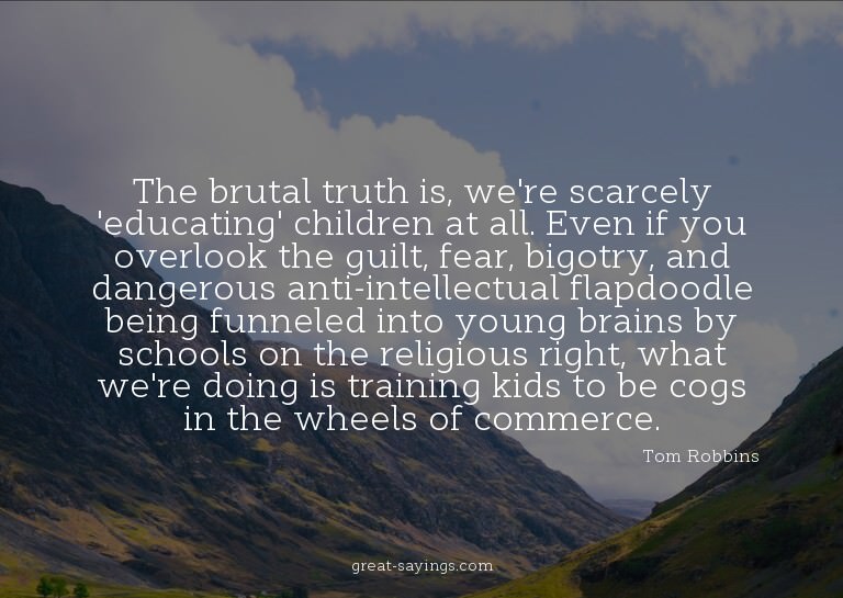 The brutal truth is, we're scarcely 'educating' childre