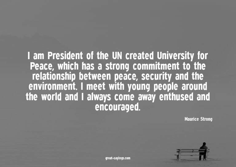 I am President of the UN created University for Peace,