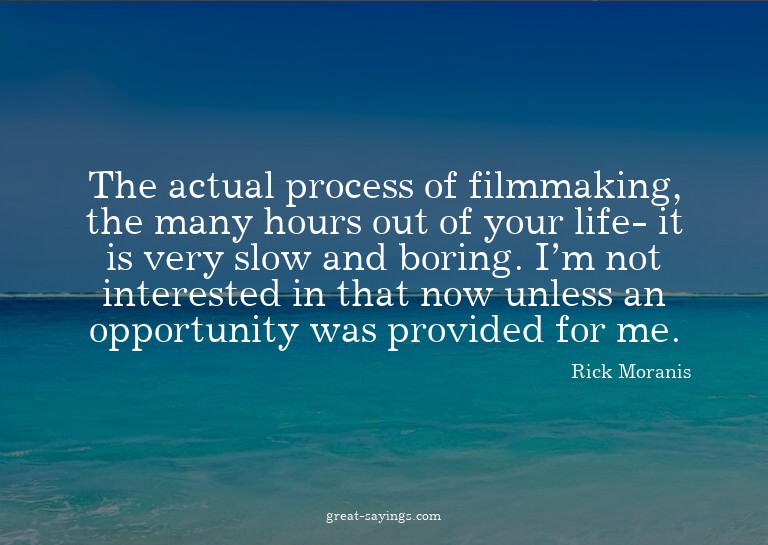 The actual process of filmmaking, the many hours out of