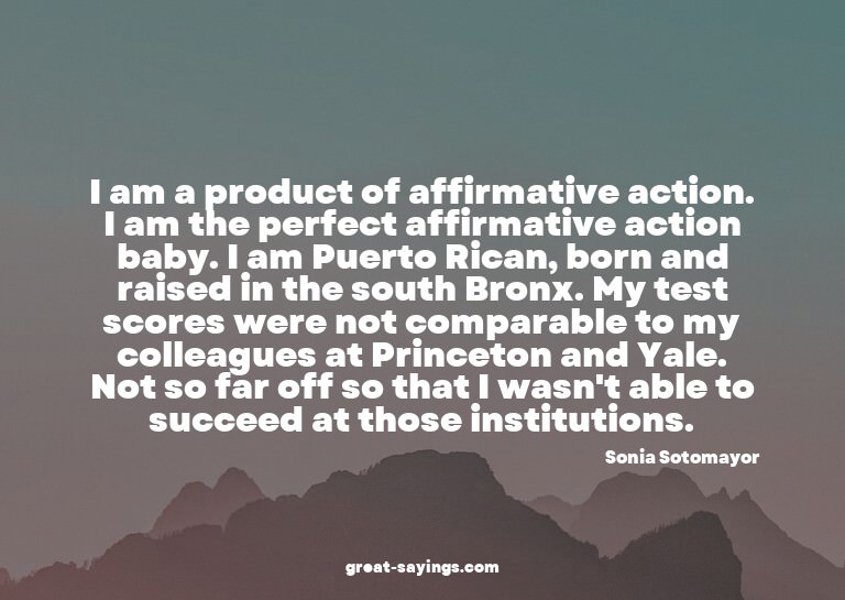 I am a product of affirmative action. I am the perfect