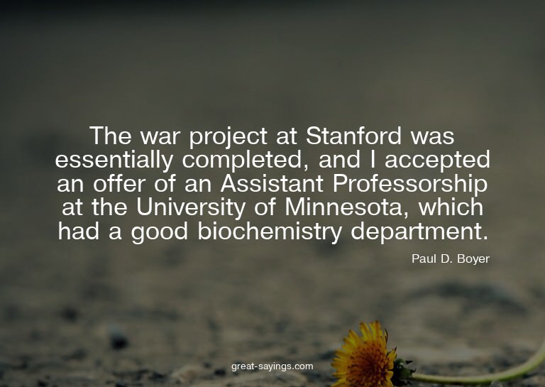 The war project at Stanford was essentially completed,