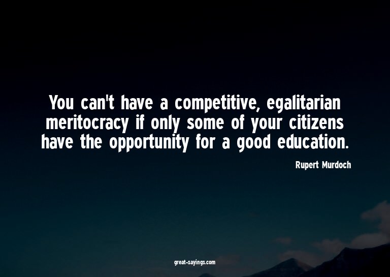 You can't have a competitive, egalitarian meritocracy i