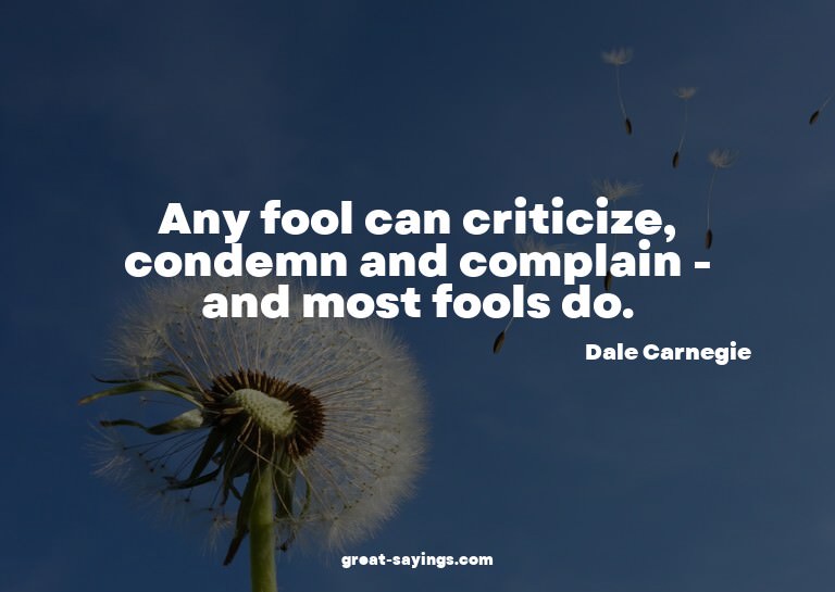 Any fool can criticize, condemn and complain - and most