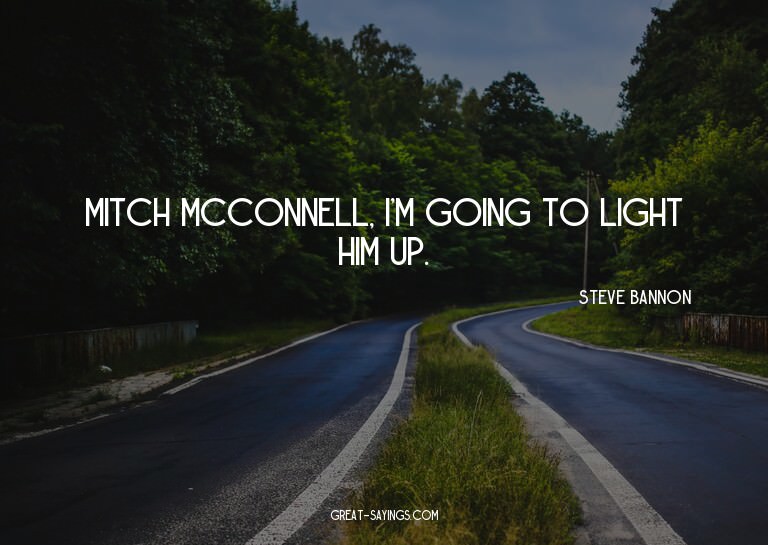 Mitch McConnell, I'm going to light him up.

