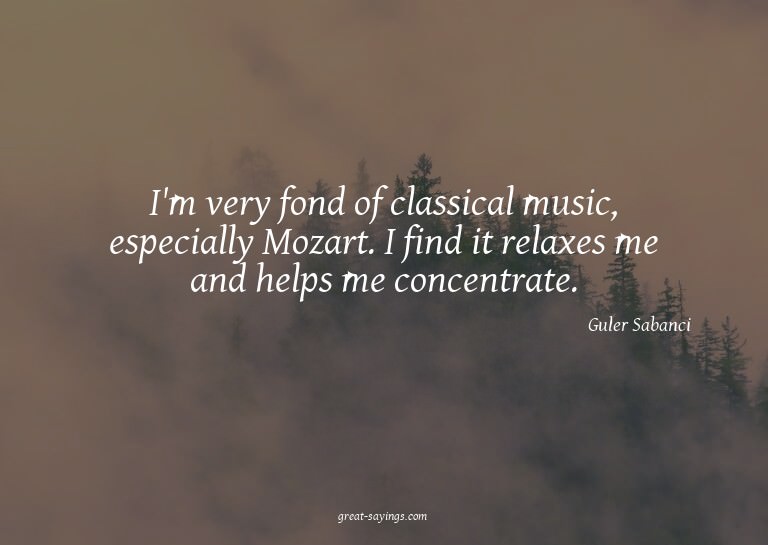 I'm very fond of classical music, especially Mozart. I
