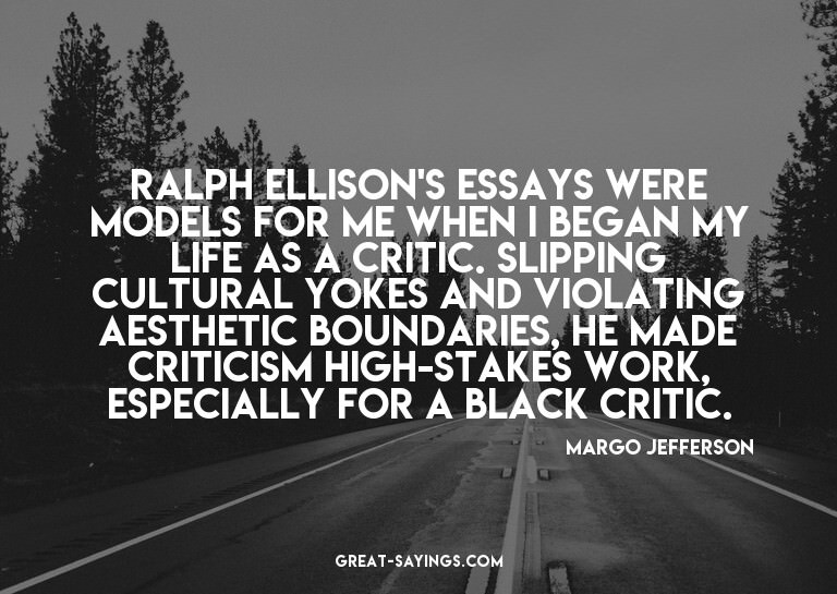 Ralph Ellison's essays were models for me when I began