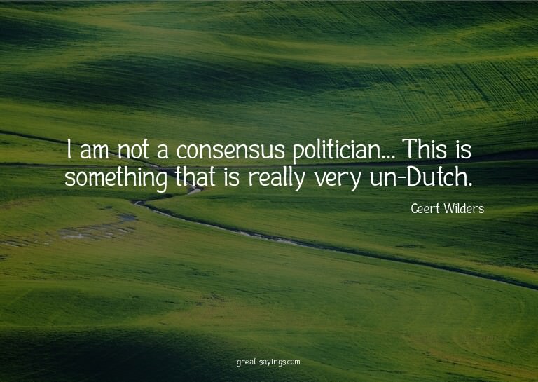 I am not a consensus politician... This is something th