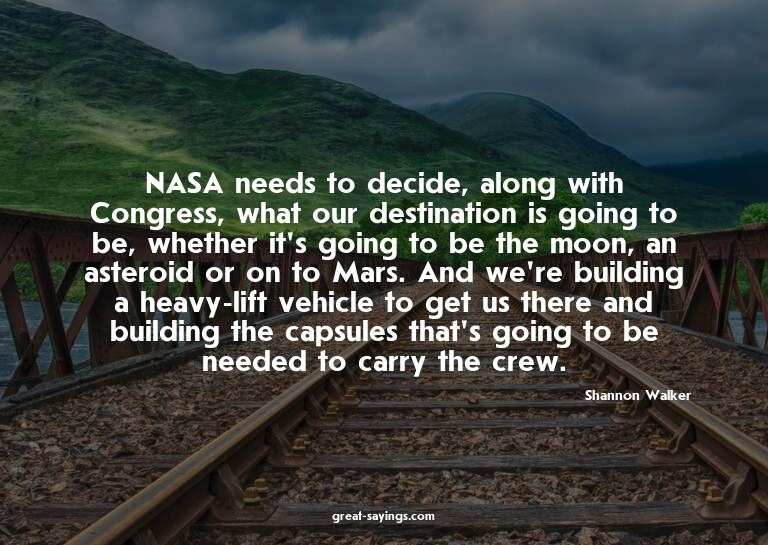 NASA needs to decide, along with Congress, what our des