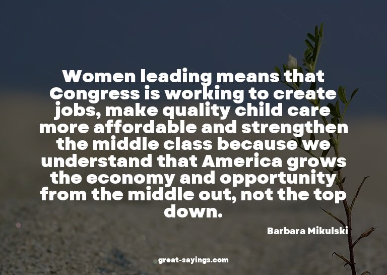 Women leading means that Congress is working to create