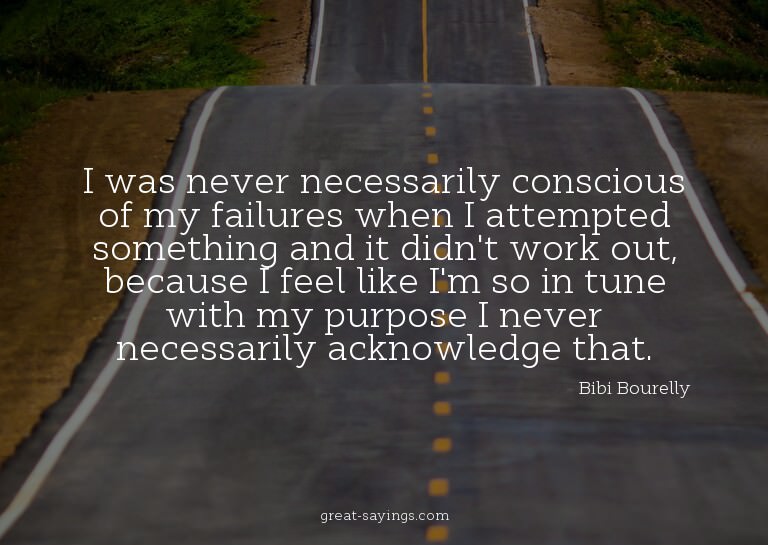 I was never necessarily conscious of my failures when I