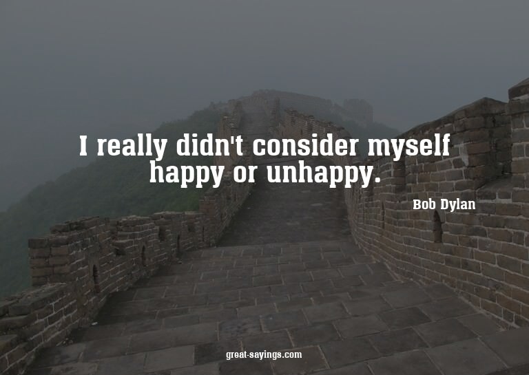 I really didn't consider myself happy or unhappy.

