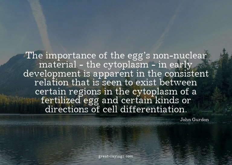 The importance of the egg's non-nuclear material - the