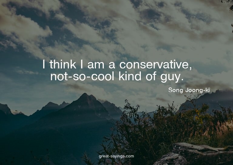 I think I am a conservative, not-so-cool kind of guy.

