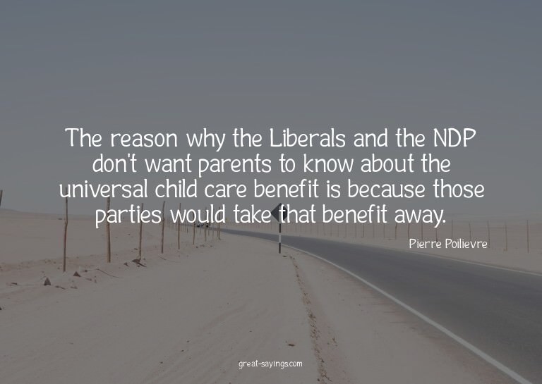 The reason why the Liberals and the NDP don't want pare