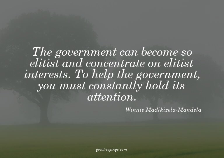 The government can become so elitist and concentrate on