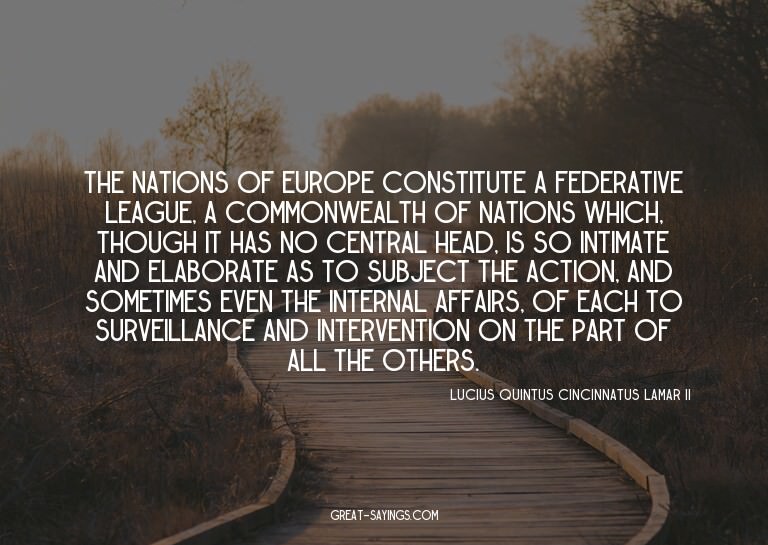 The nations of Europe constitute a federative league, a