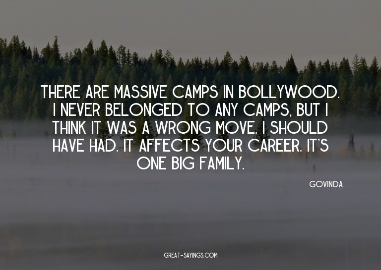 There are massive camps in Bollywood. I never belonged