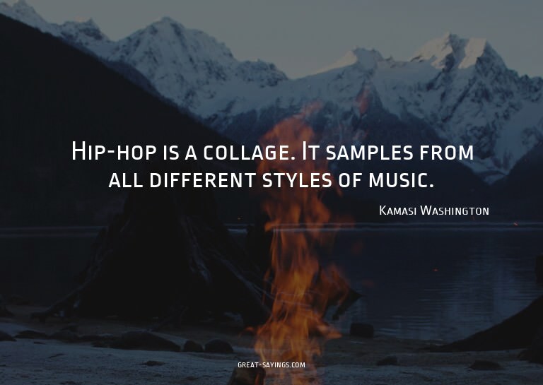 Hip-hop is a collage. It samples from all different sty