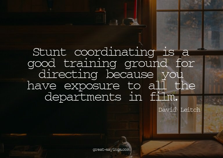 Stunt coordinating is a good training ground for direct
