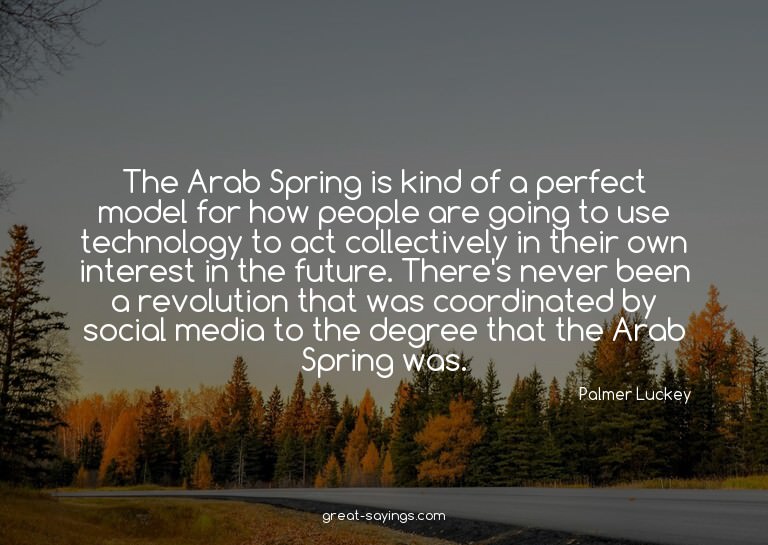 The Arab Spring is kind of a perfect model for how peop