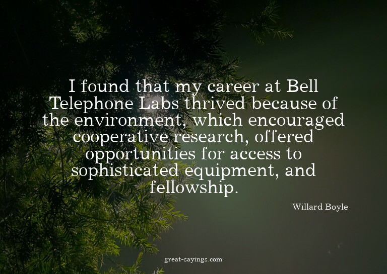 I found that my career at Bell Telephone Labs thrived b