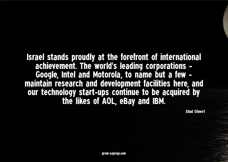 Israel stands proudly at the forefront of international
