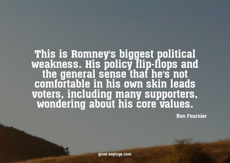 This is Romney's biggest political weakness. His policy