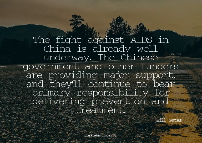 The fight against AIDS in China is already well underwa
