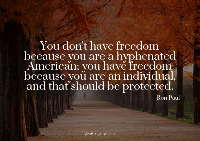 You don't have freedom because you are a hyphenated Ame