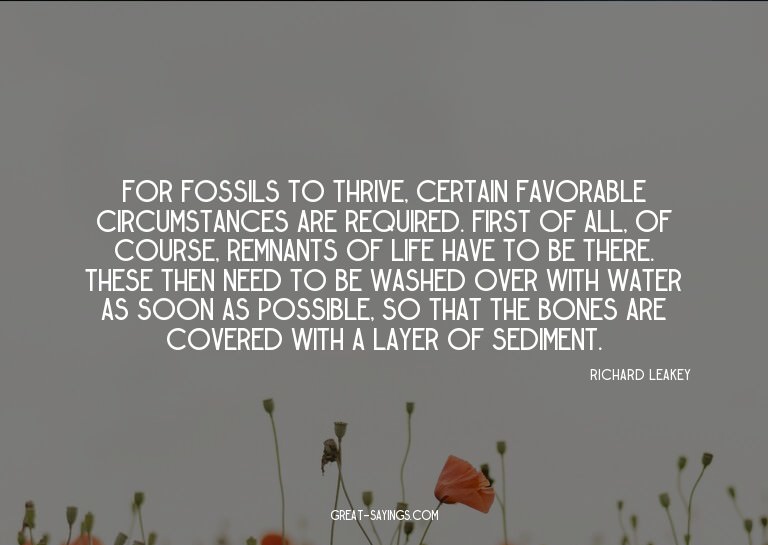 For fossils to thrive, certain favorable circumstances
