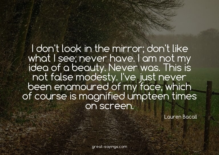 I don't look in the mirror; don't like what I see; neve