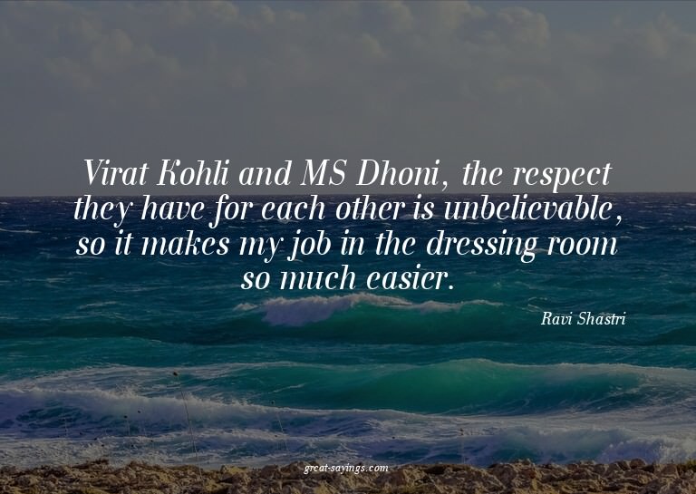 Virat Kohli and MS Dhoni, the respect they have for eac
