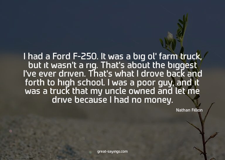 I had a Ford F-250. It was a big ol' farm truck, but it