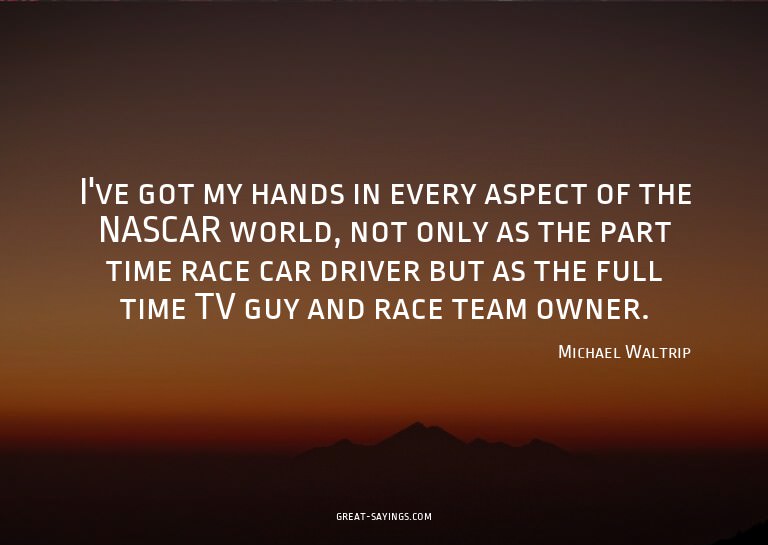 I've got my hands in every aspect of the NASCAR world,