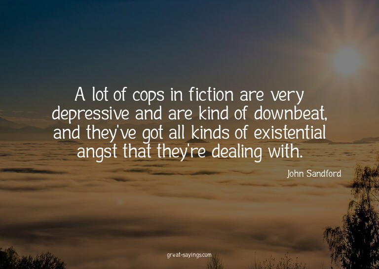 A lot of cops in fiction are very depressive and are ki