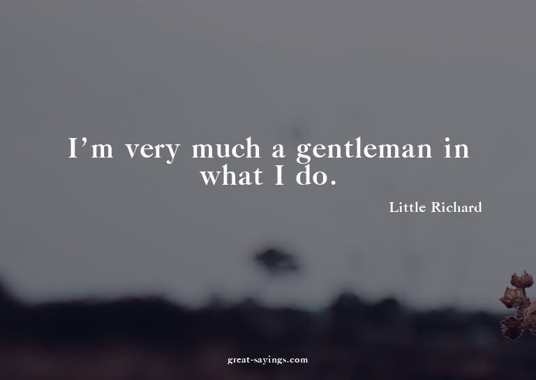 I'm very much a gentleman in what I do.

