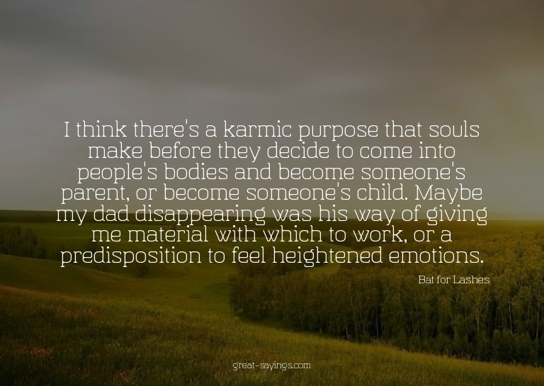 I think there's a karmic purpose that souls make before