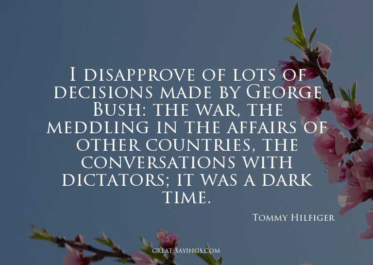 I disapprove of lots of decisions made by George Bush:
