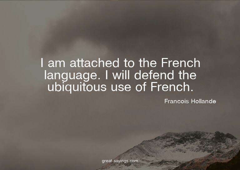 I am attached to the French language. I will defend the