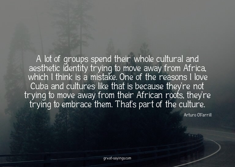 A lot of groups spend their whole cultural and aestheti