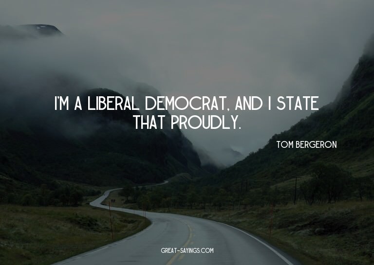 I'm a liberal Democrat, and I state that proudly.

