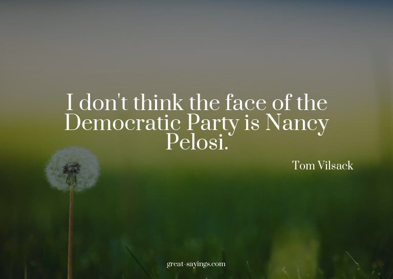 I don't think the face of the Democratic Party is Nancy