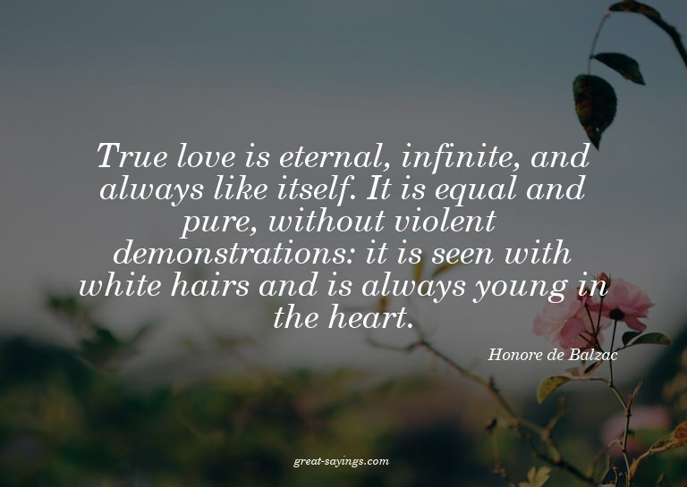 True love is eternal, infinite, and always like itself.