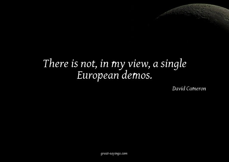 There is not, in my view, a single European demos.

